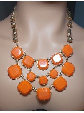 Stella & Dot Bold Orange Statement Necklace